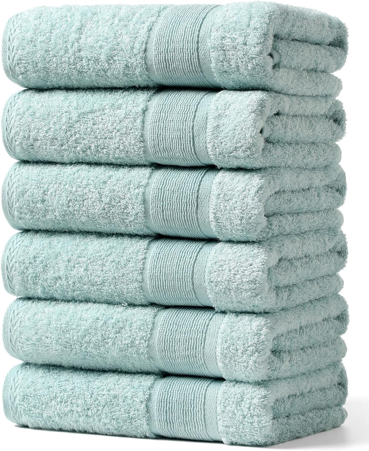 Aibaser Bath Towels, 27x54inch - Natural, Ultra Absorbent Towels for Bathroom, Travel, Gym, Shower and Spa (6 Piece Set)