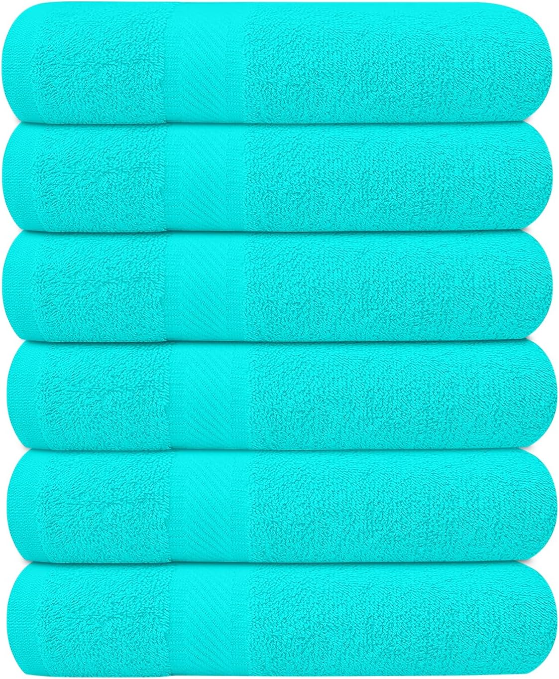 Pack of 6 Bath Towels Set 27 x 54 Inches, 100% Cotton, Larger & Lighter Weight, Quicker to Dry, Super Soft and Absorbent, Perfect for Bathroom (Multicolor, Pack of 6 (27''x54''))