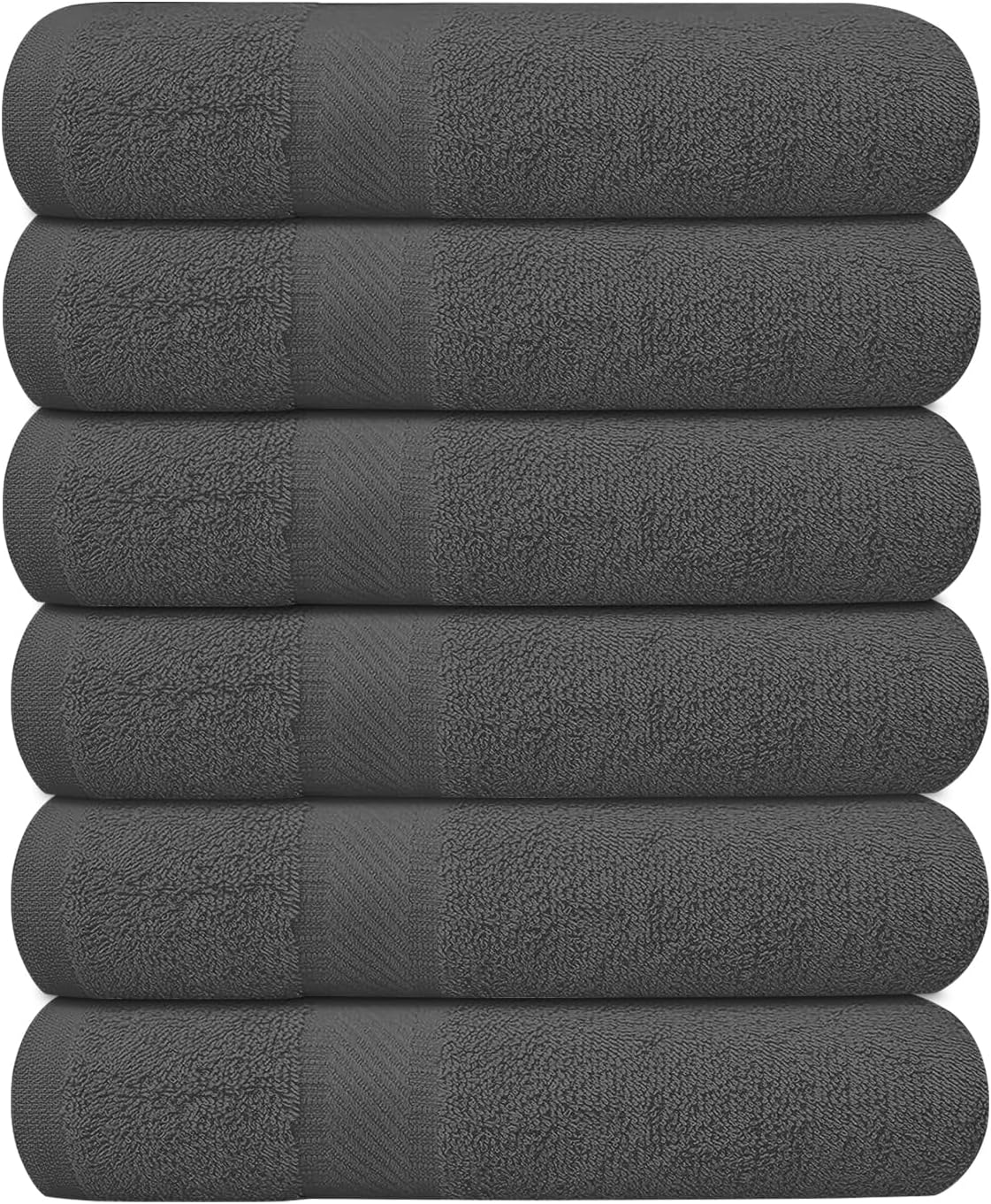 Pack of 6 Bath Towels Set 27 x 54 Inches, 100% Cotton, Larger & Lighter Weight, Quicker to Dry, Super Soft and Absorbent, Perfect for Bathroom (Multicolor, Pack of 6 (27''x54''))