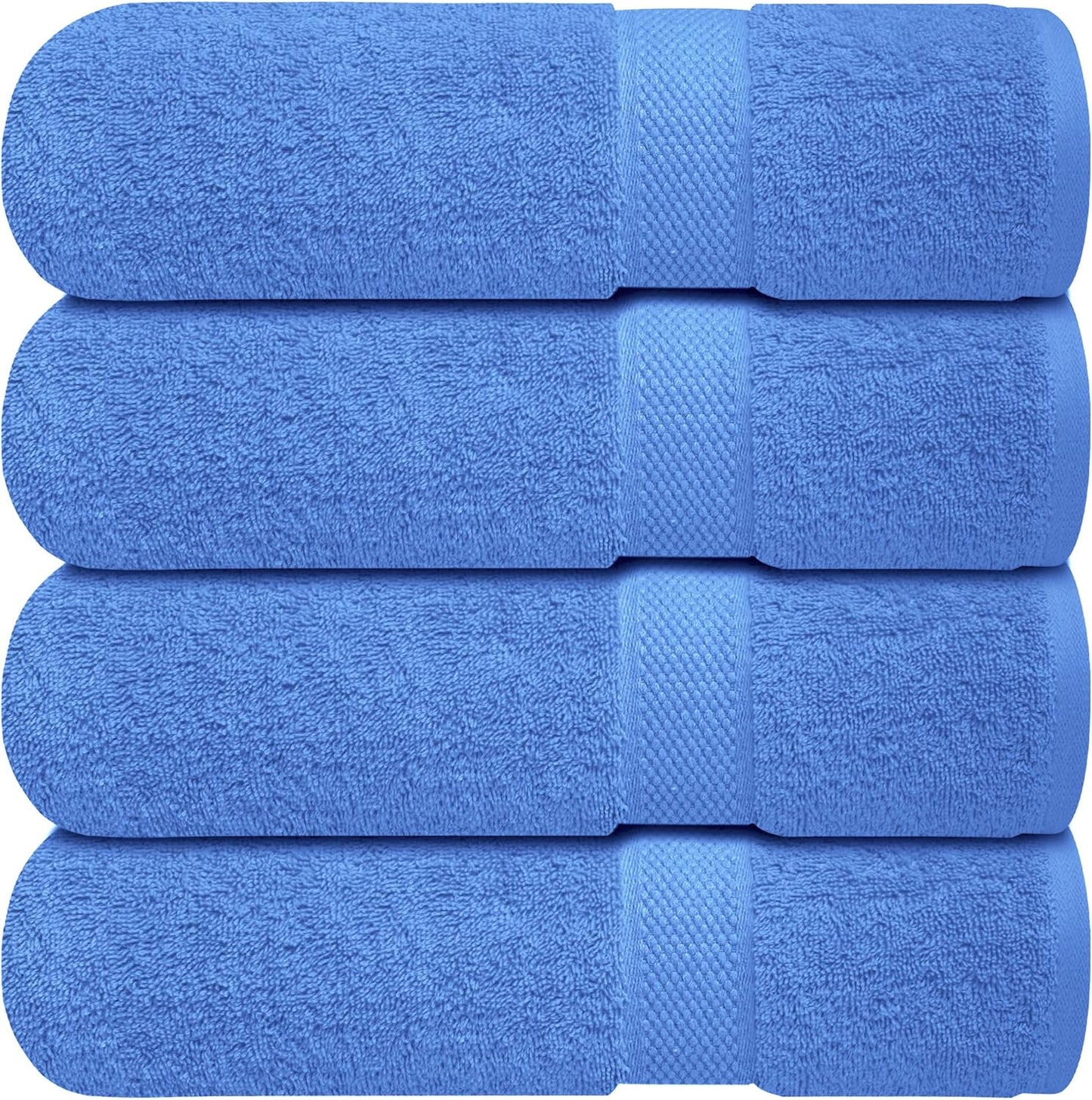 Infinitee Xclusives Premium White Bath Towels for Bathroom Set of 4 (27x54 Inches), 100% Soft Ring-Spun Cotton Bathroom Towels (Brilliant White, Bath Towels)