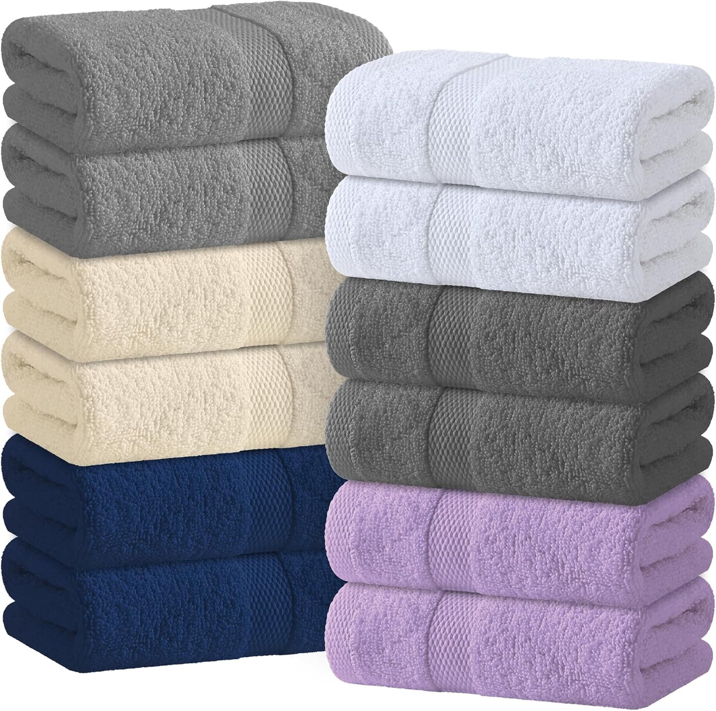 Wealuxe White Bath Towels Set of 4 — 27 x 54 Inch, 100% Ring Spun Cotton 650GSM, Extra Absorbent, Soft White Towels for Bathroom, Shower, Hotel, Spa
