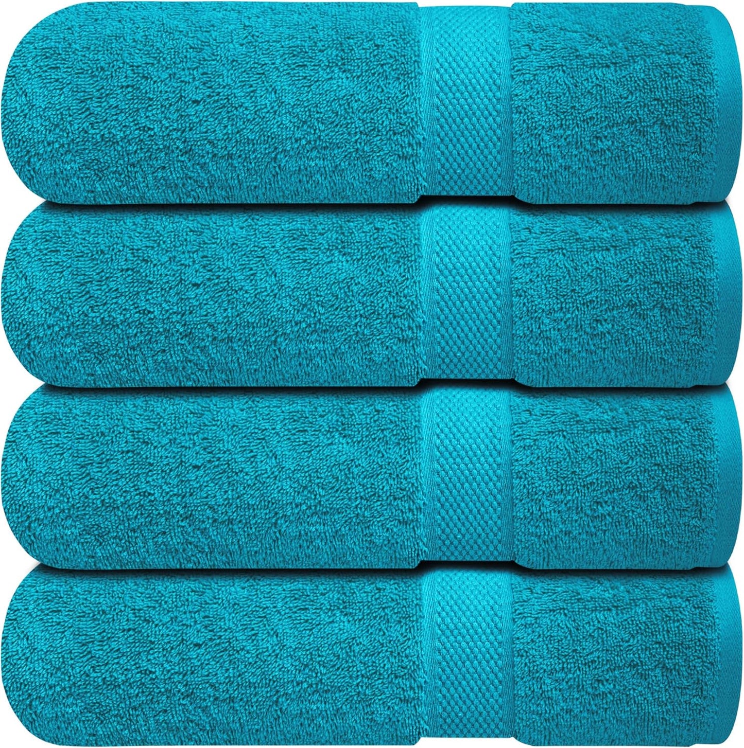 Infinitee Xclusives Premium White Bath Towels for Bathroom Set of 4 (27x54 Inches), 100% Soft Ring-Spun Cotton Bathroom Towels (Brilliant White, Bath Towels)