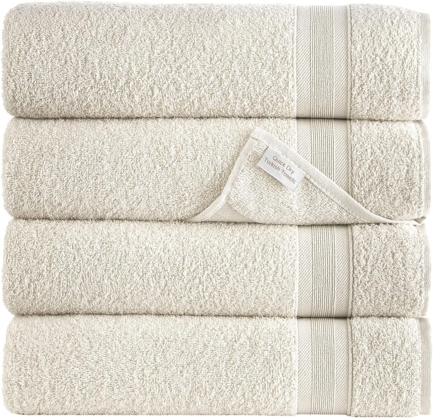 Quick-Dry, Soft & High Absorbent Bath Towels 27"x54" Cotton Turkish Bath Towel Set of 4 | Daily Use 100% Cotton Towels for Bathroom, Gym & More | Bathroom Towels Set (4 Pcs, White)