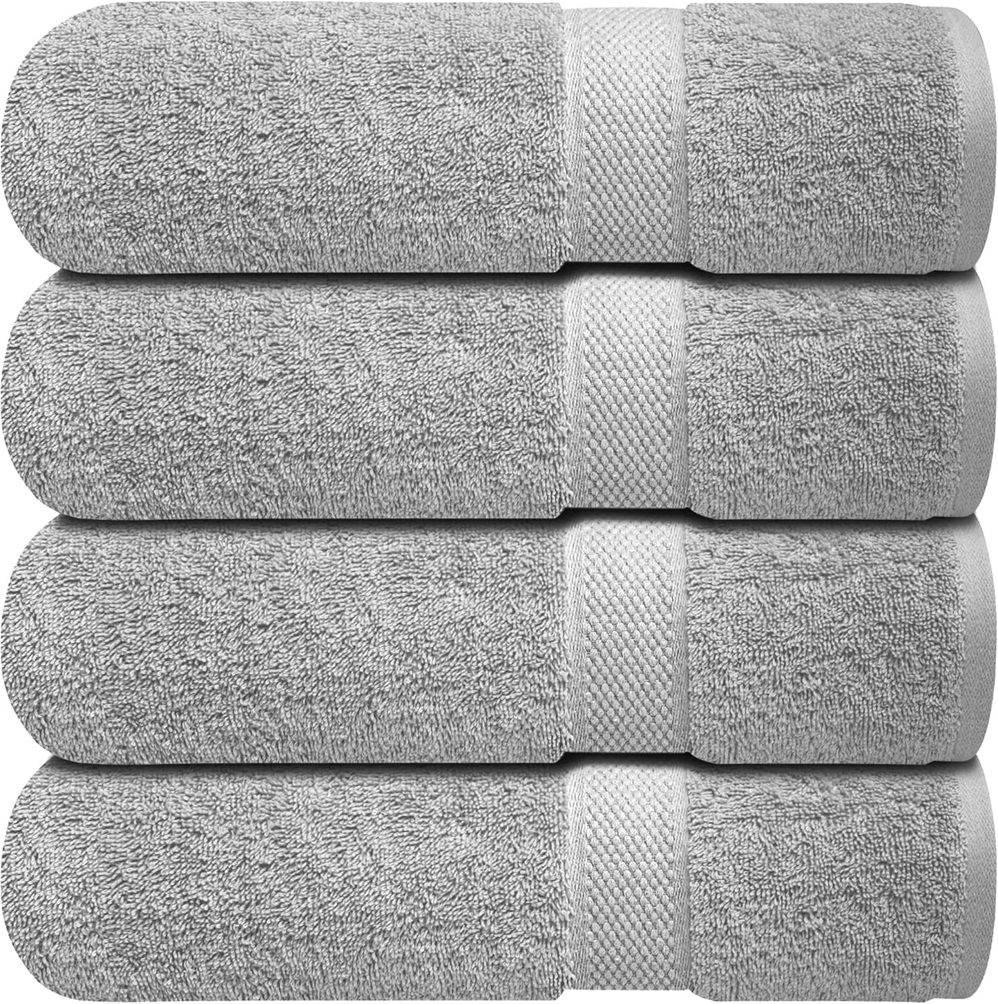 Infinitee Xclusives Premium White Bath Towels for Bathroom Set of 4 (27x54 Inches), 100% Soft Ring-Spun Cotton Bathroom Towels (Brilliant White, Bath Towels)
